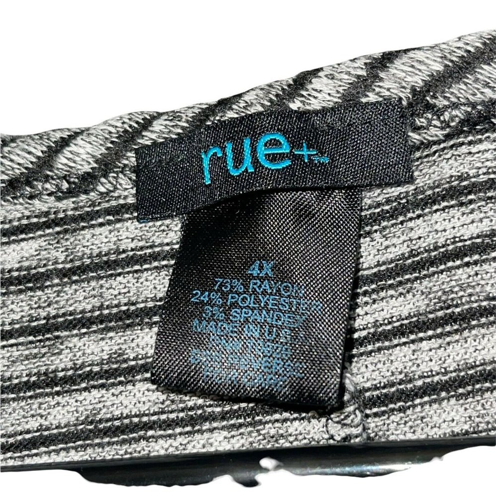 Rue+ Women Swing Dress 4X Striped Black White Short Sleeve Shark Bite Stretch US - Picture 3 of 9